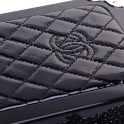 Chanel Plexiglass Patent Quilted Minaudiere Clutch Black 12 of 13