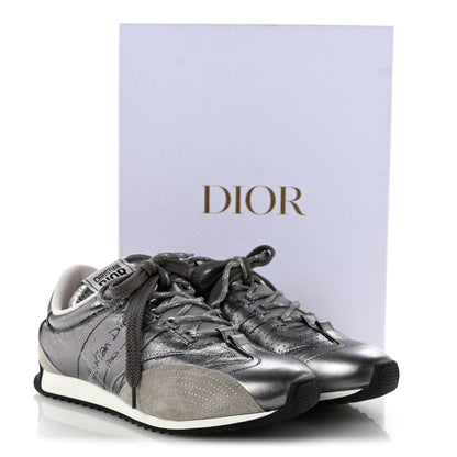 Christian Dior Metallic Lambskin Suede Womens D-Sketch Sneakers 39 Steel 11 of 11