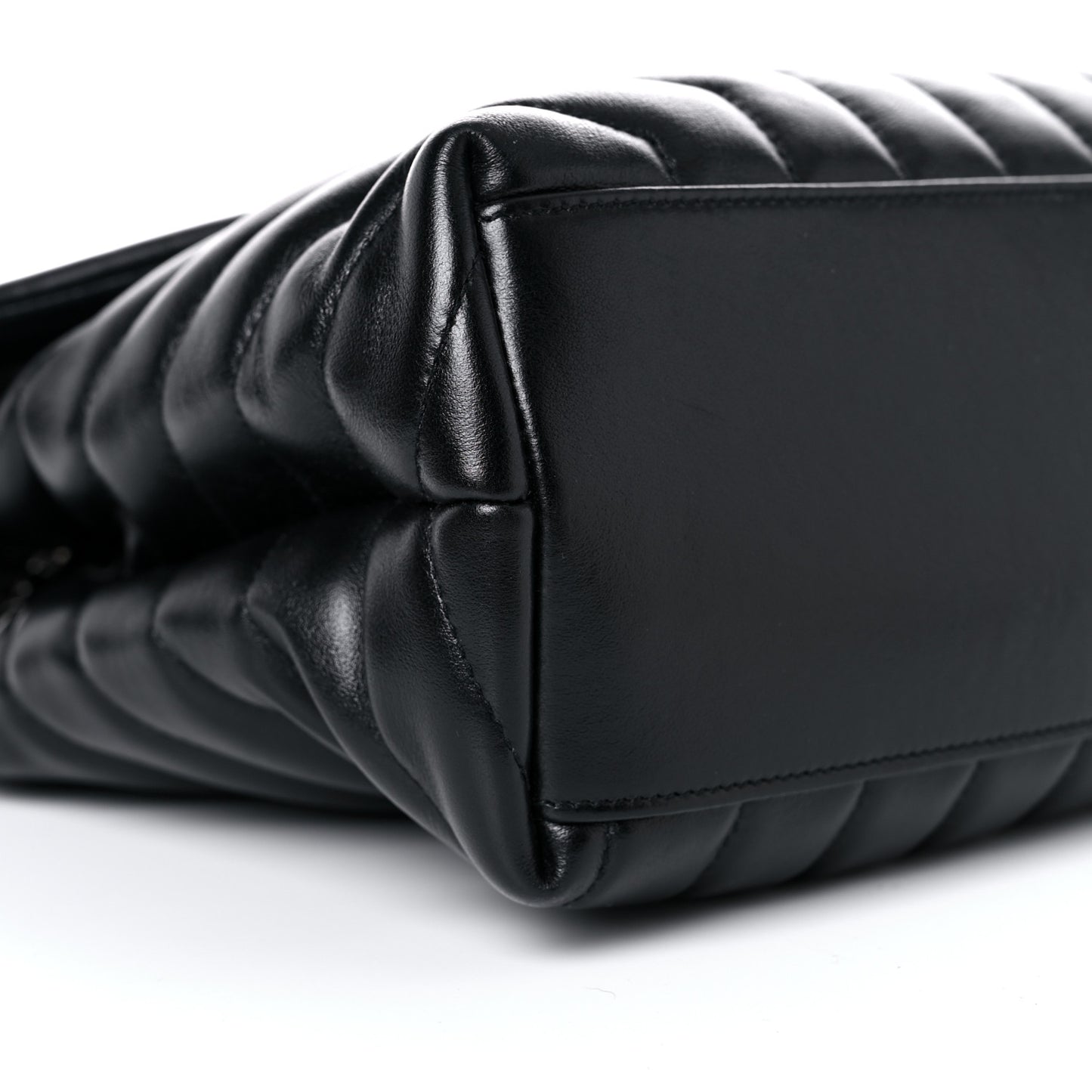 Calfskin Y Quilted Monogram Medium Loulou Chain Satchel Black