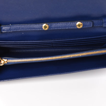 Prada Saffiano Metal Oro Chain Wallet Bleuette 4 of 6