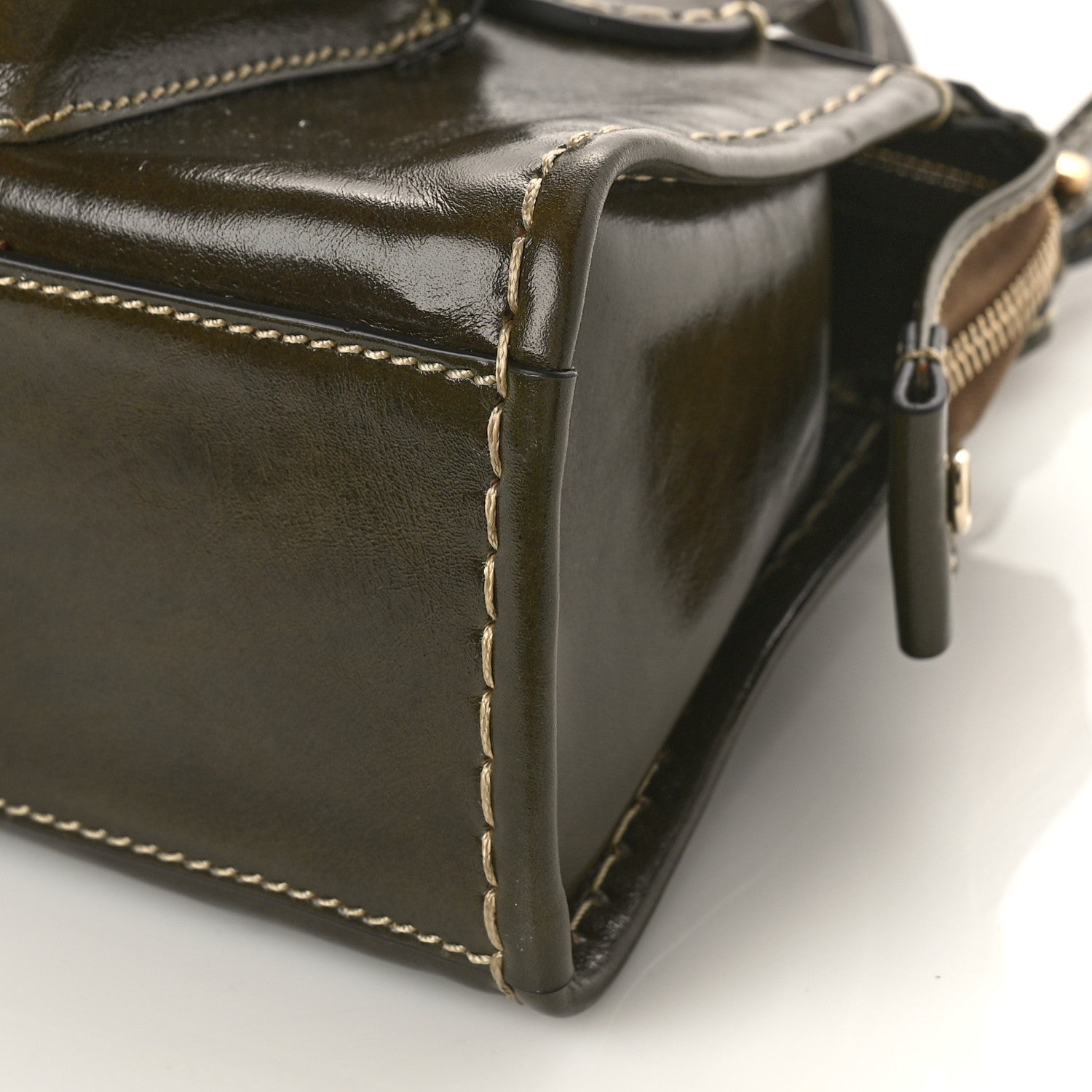 Chloe Shiny Tanned Calfskin Mini Edith Bag Deep Khaki 8 of 8