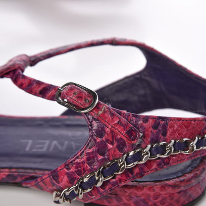 Chanel Shiny Python CC Chain Thong Sandals 41 Dark Pink 11 of 19