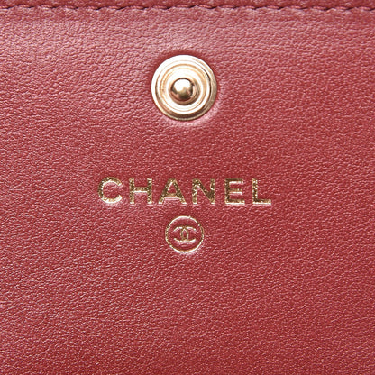 Chanel Calfskin Camellia Embossed Quilted Card Holder Burgundy 6 of 8