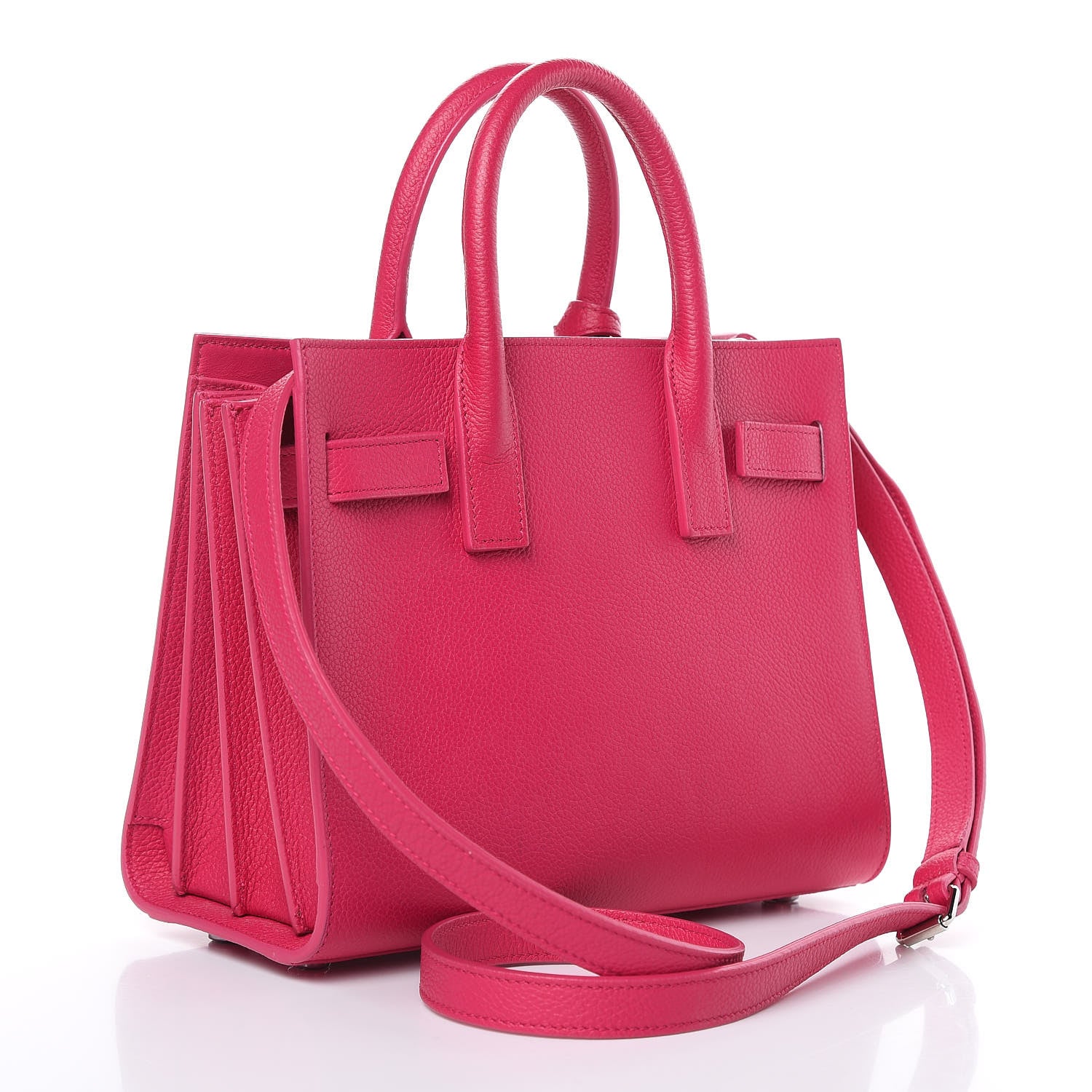 Saint Laurent Grained Calfskin Nano Sac De Jour Fuchsia 3 of 11
