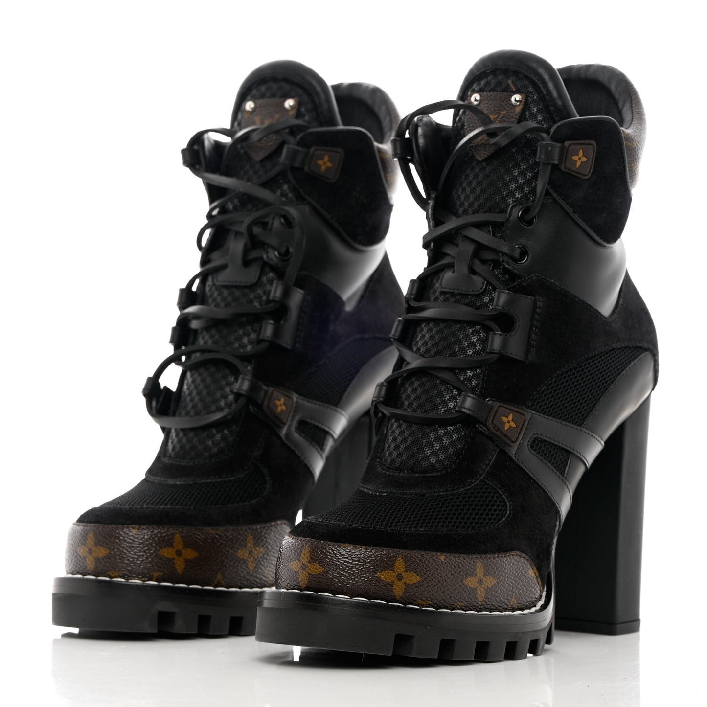 Suede Calfskin Monogram Star Trail Ankle Boots 40 Black