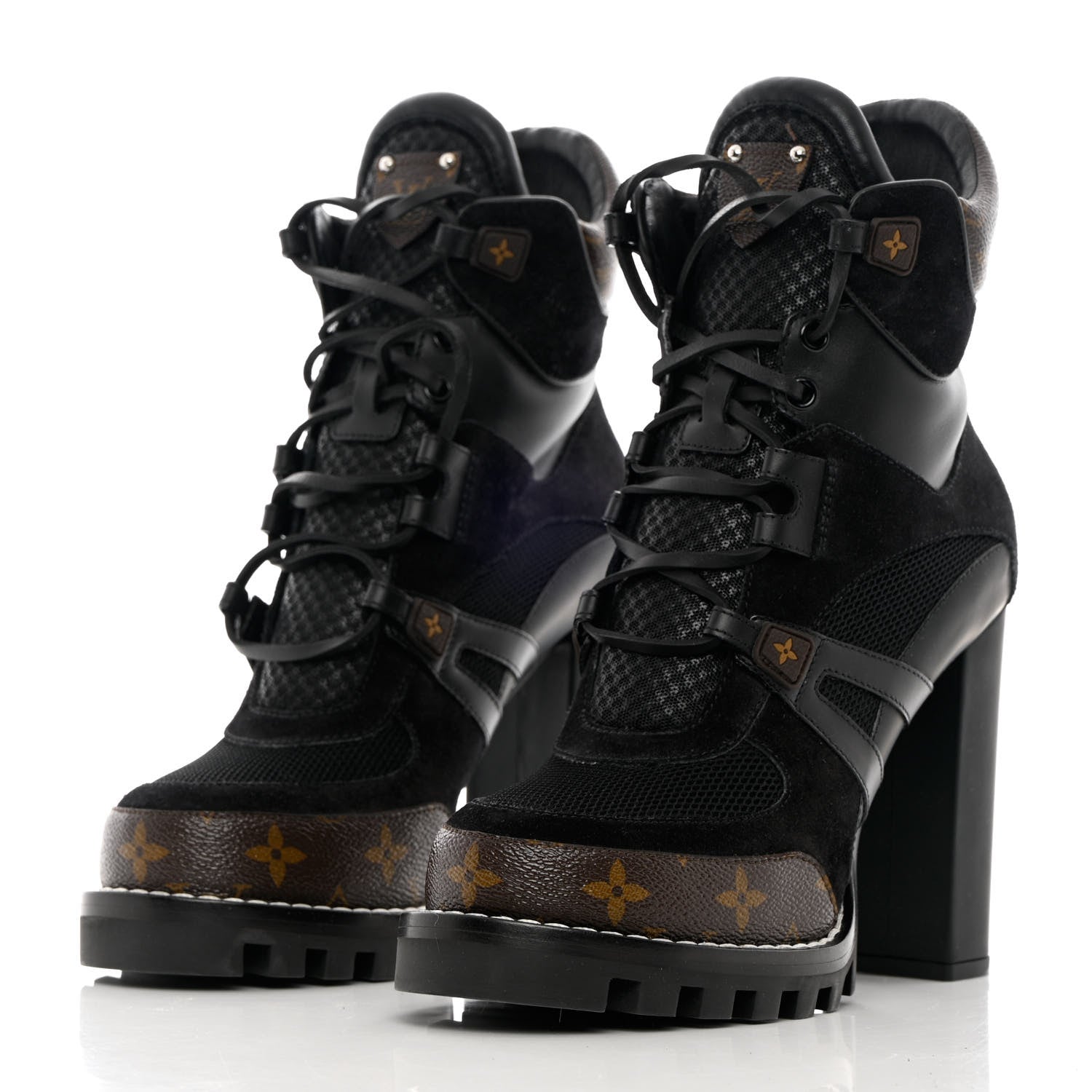 Louis Vuitton Suede Calfskin Monogram Star Trail Ankle Boots 40 Black 3 of 9