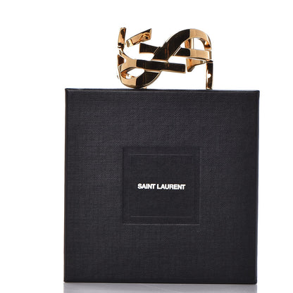 Saint Laurent Brass Monogram Small Cuff Bracelet Gold 5 of 5