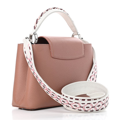Louis Vuitton Taurillon Braided Capucines BB Bois De Rose Pink Black White 3 of 11