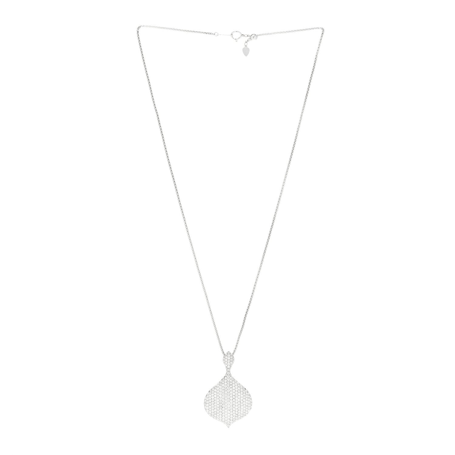 Parker & West by FASHIONPHILE 18K White Gold Diamond Pave Drop Pendant Adjustable Necklace 3 of 5