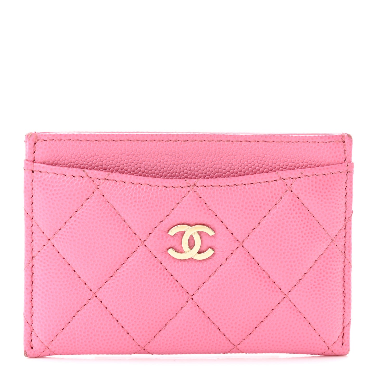 Caviar Quilted Card Holder Pink