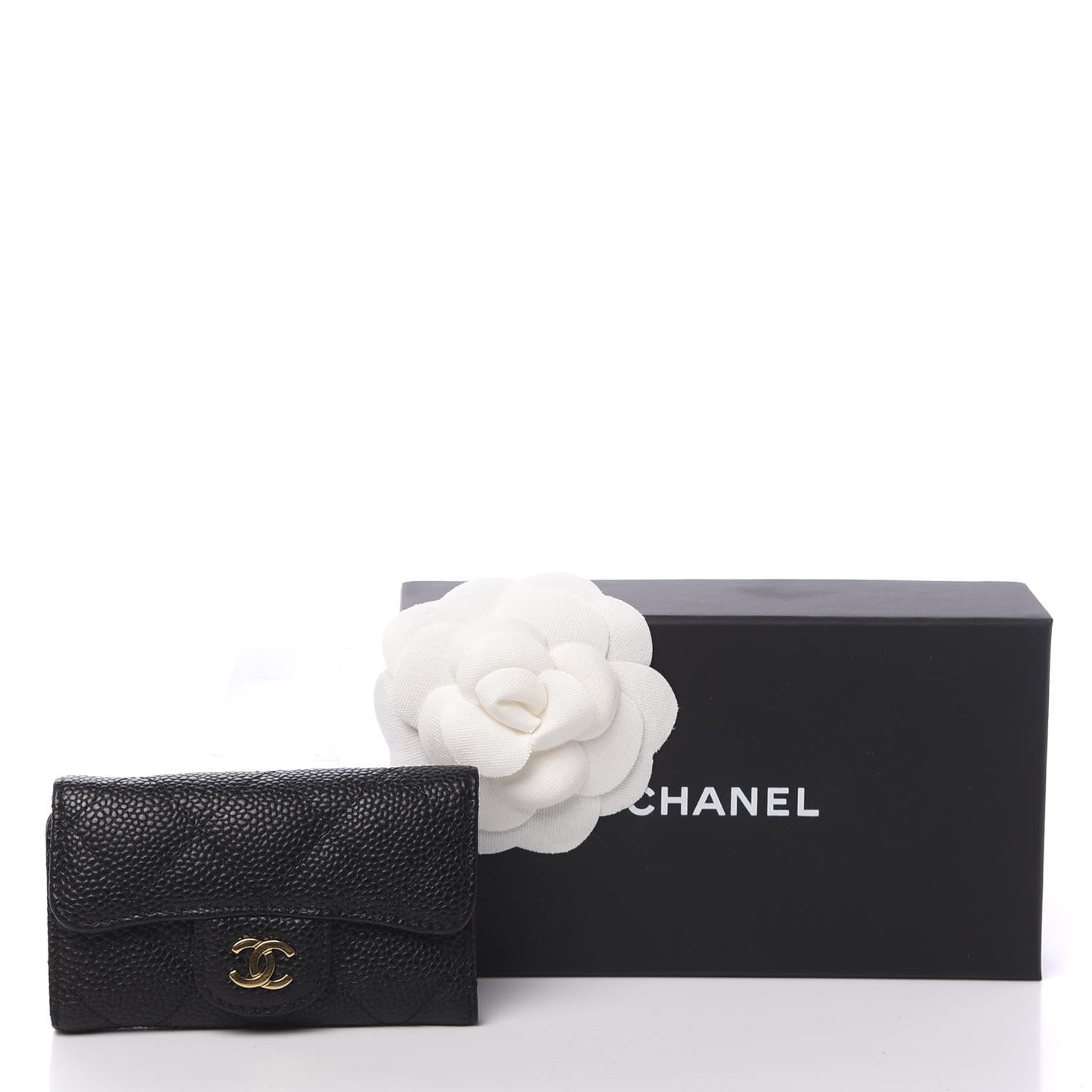 Caviar Quilted 6 Key Holder Black
