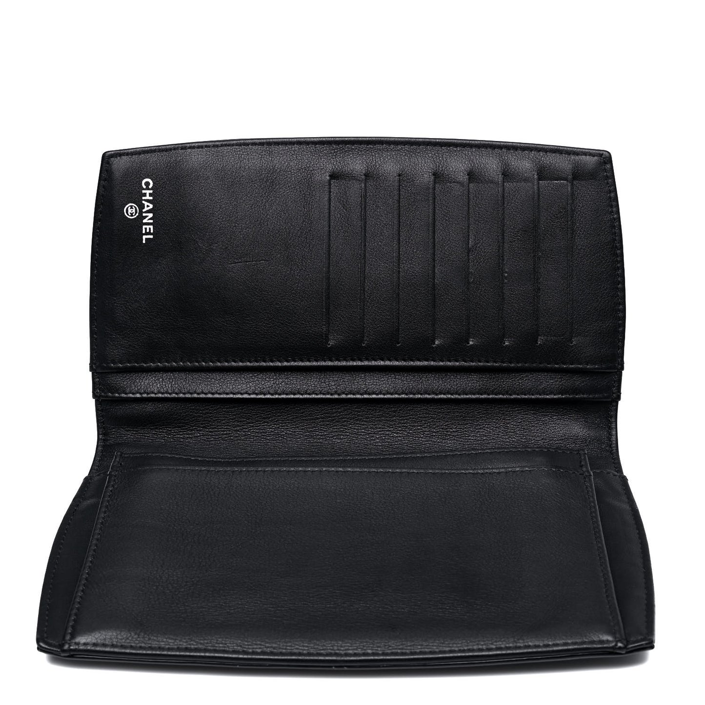 Patent Large CC Compact Zip Wallet Black