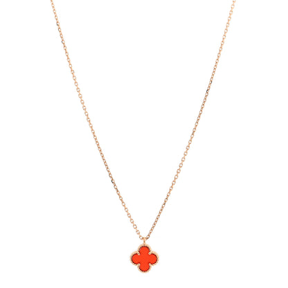 Van Cleef & Arpels 18k Rose Gold Carnelian Sweet Alhambra Heart Pendant Necklace 1 of 5