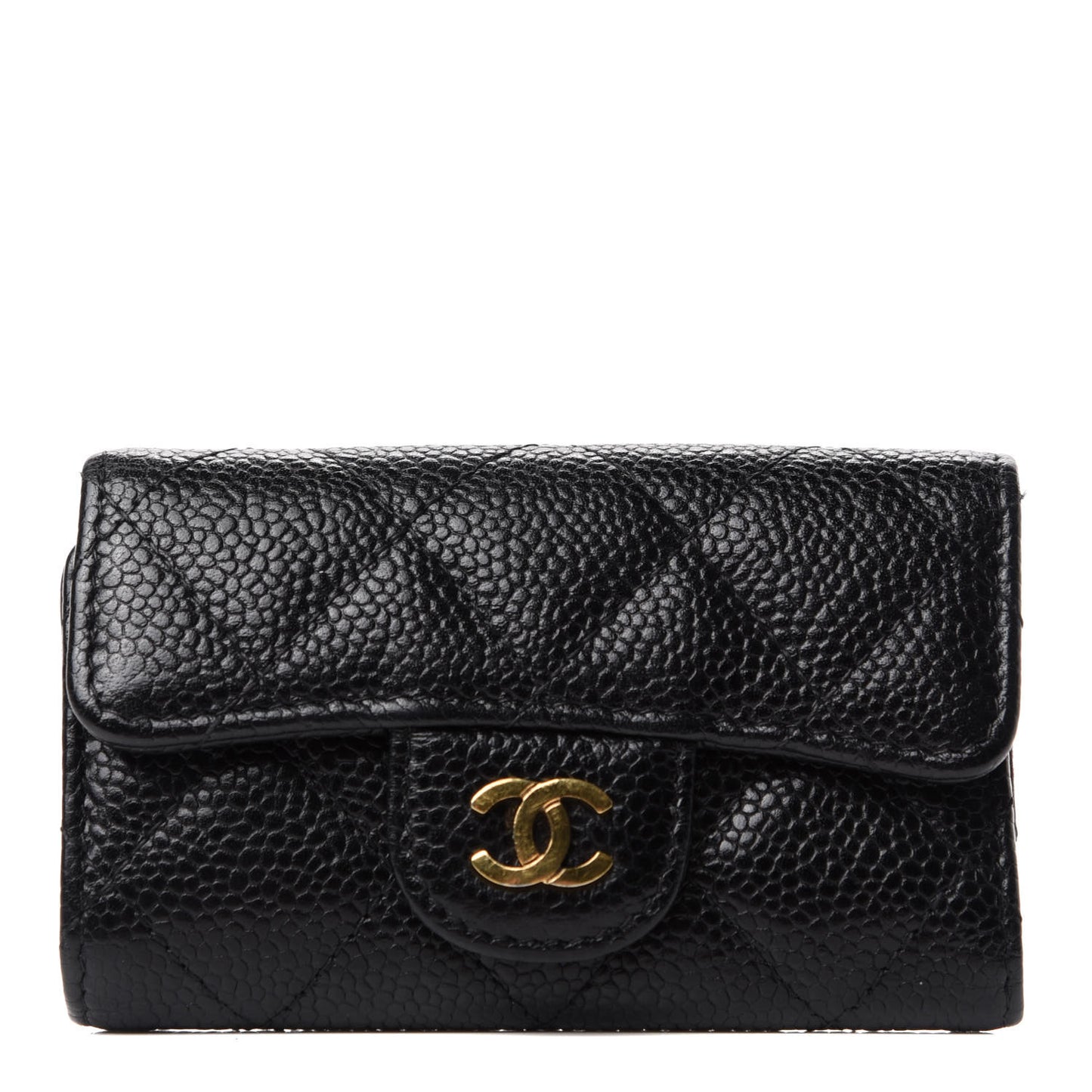 Caviar Quilted 6 Key Holder Black