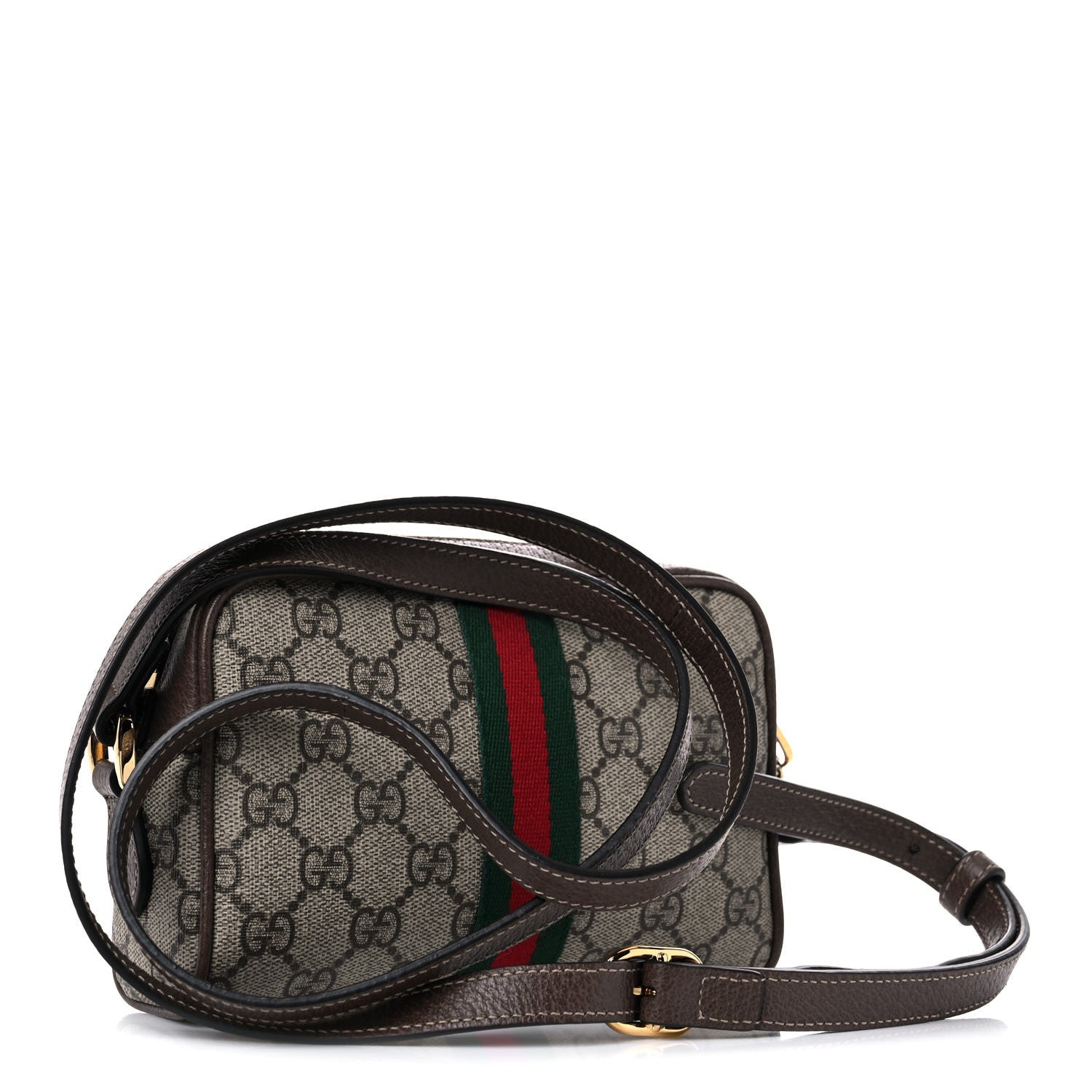 Gucci GG Supreme Monogram Web Mini Ophidia Shoulder Bag Brown 3 of 12