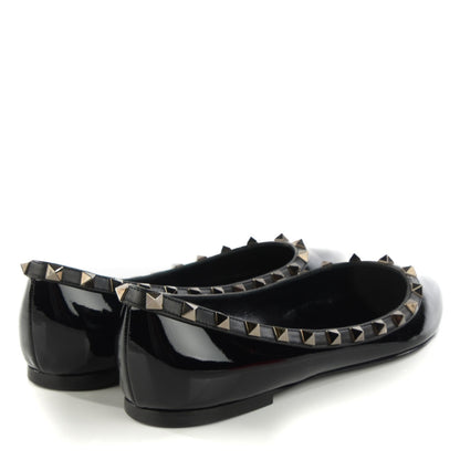 Valentino Garavani Patent Rockstud Ballerina Flats 39.5 Black 4 of 8