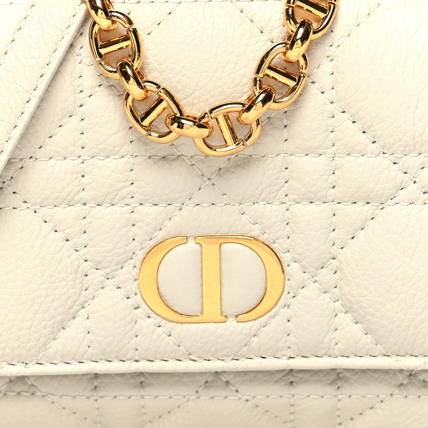 Christian Dior Supple Calfskin Cannage Caro Pouch with Chain Latte 9 of 11