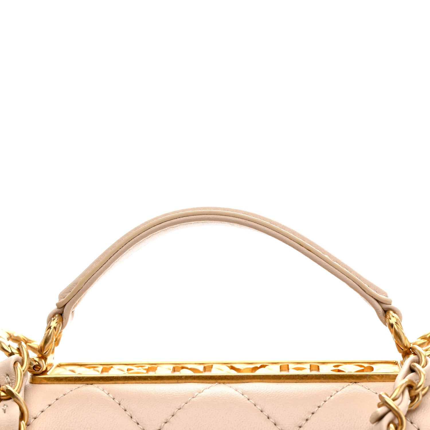 Chanel Lambskin Quilted Trendy Spirit Top Handle Flap Beige