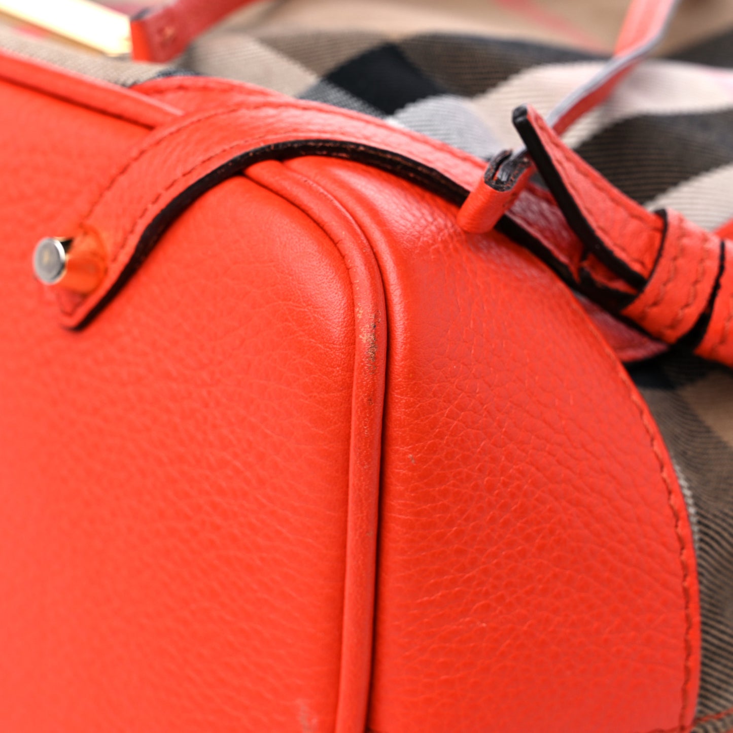 House Check Drawstring Hobo Orange