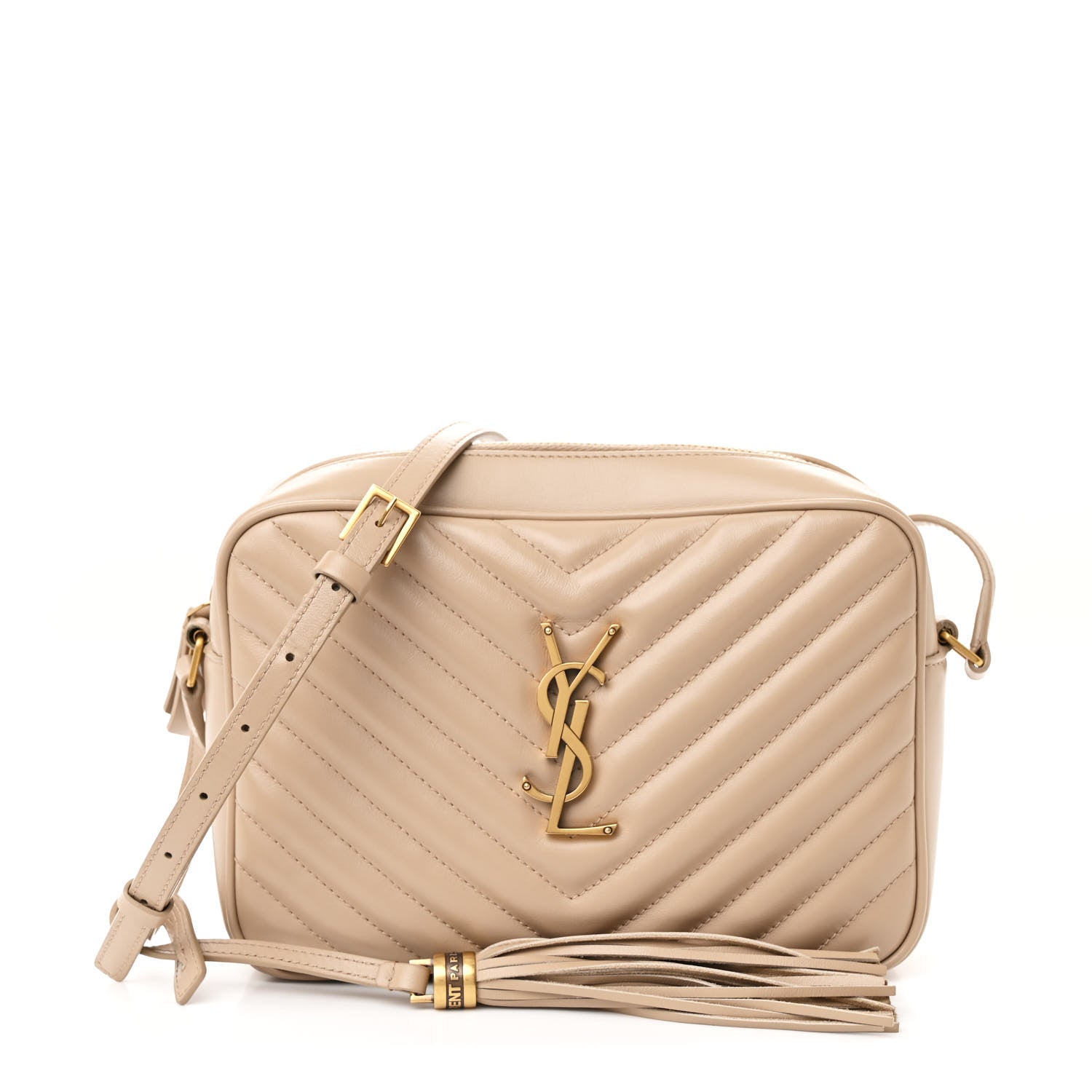 Saint Laurent Calfskin Matelasse Monogram Lou Camera Bag Dark Beige 1 of 10
