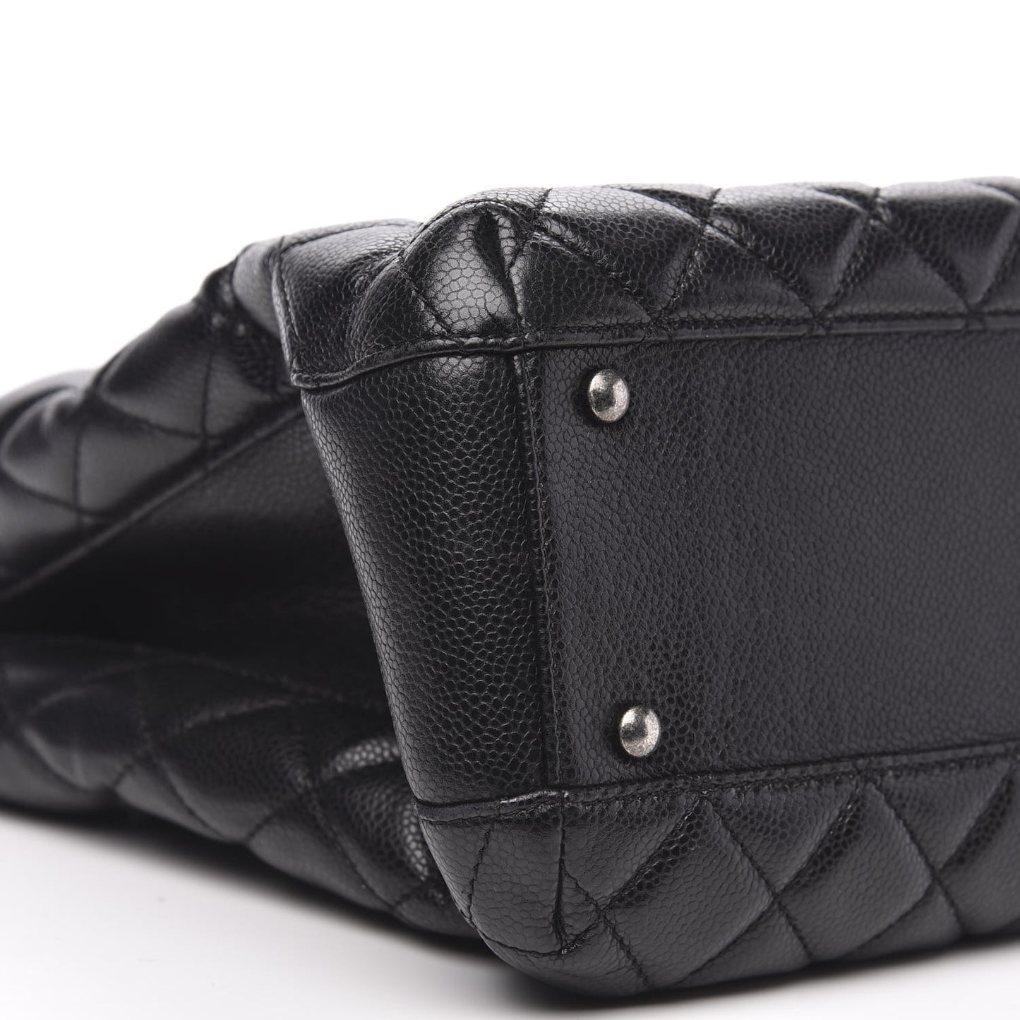 Caviar Quilted City Shopping Tote Black