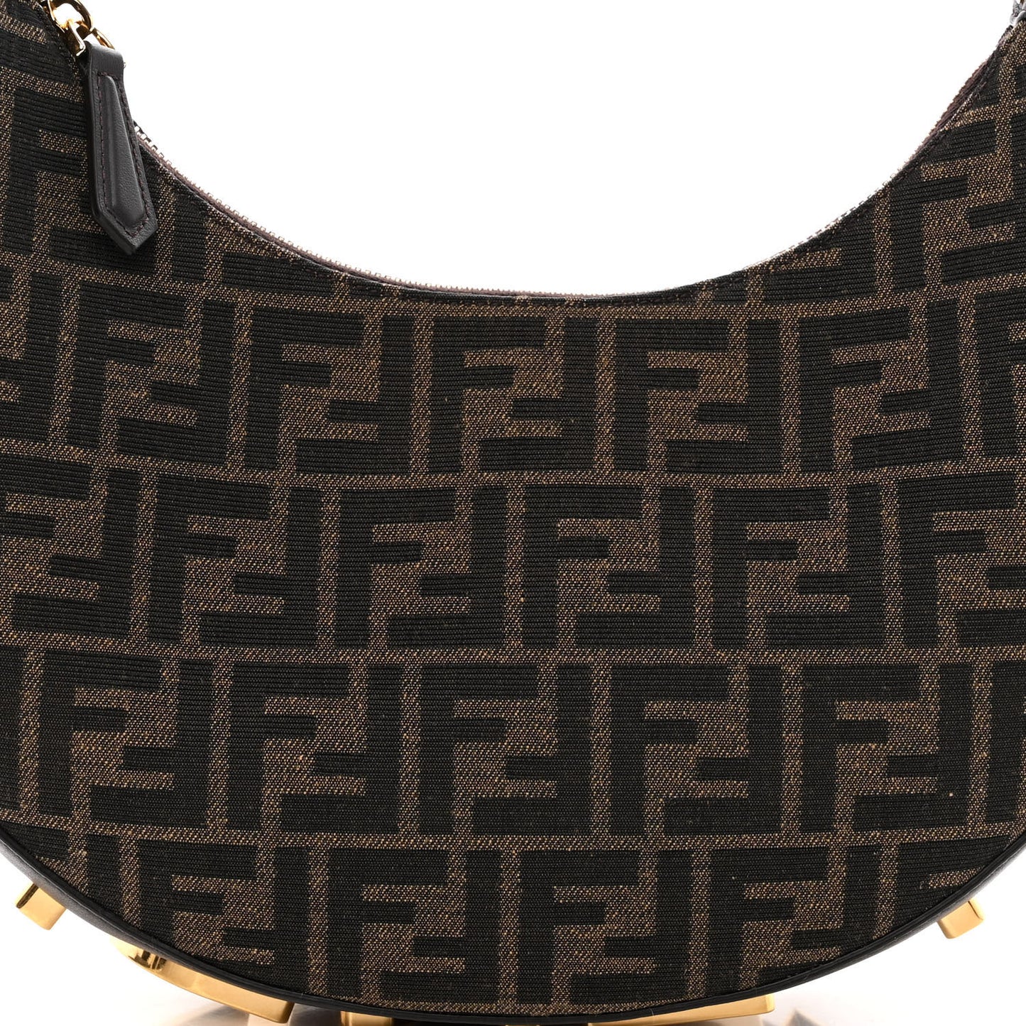 Fabric Jacquard Vitello Grace FF 1974 Small Fendigraphy Hobo Bag Tobacco Moro Ebano