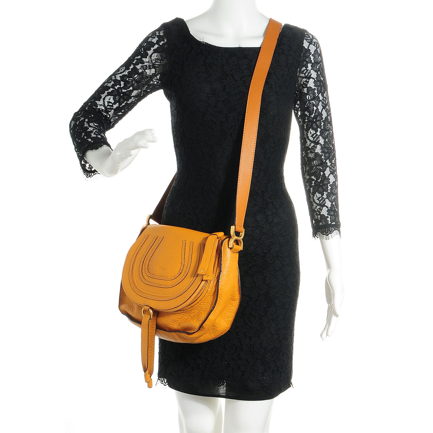 Calfskin Medium Marcie Round Crossbody Bag Yellow