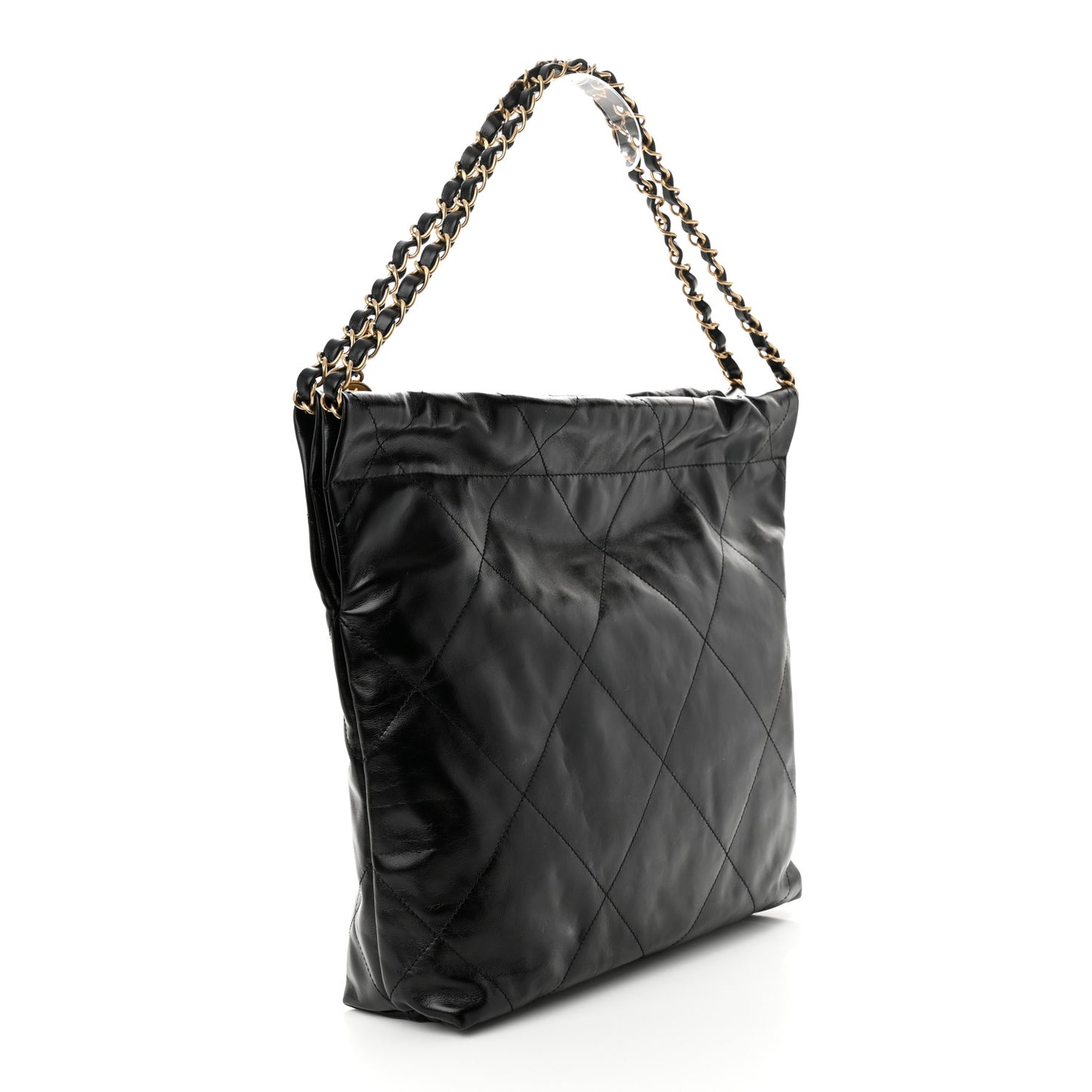 Shiny Calfskin Quilted Small Chanel 22 Black