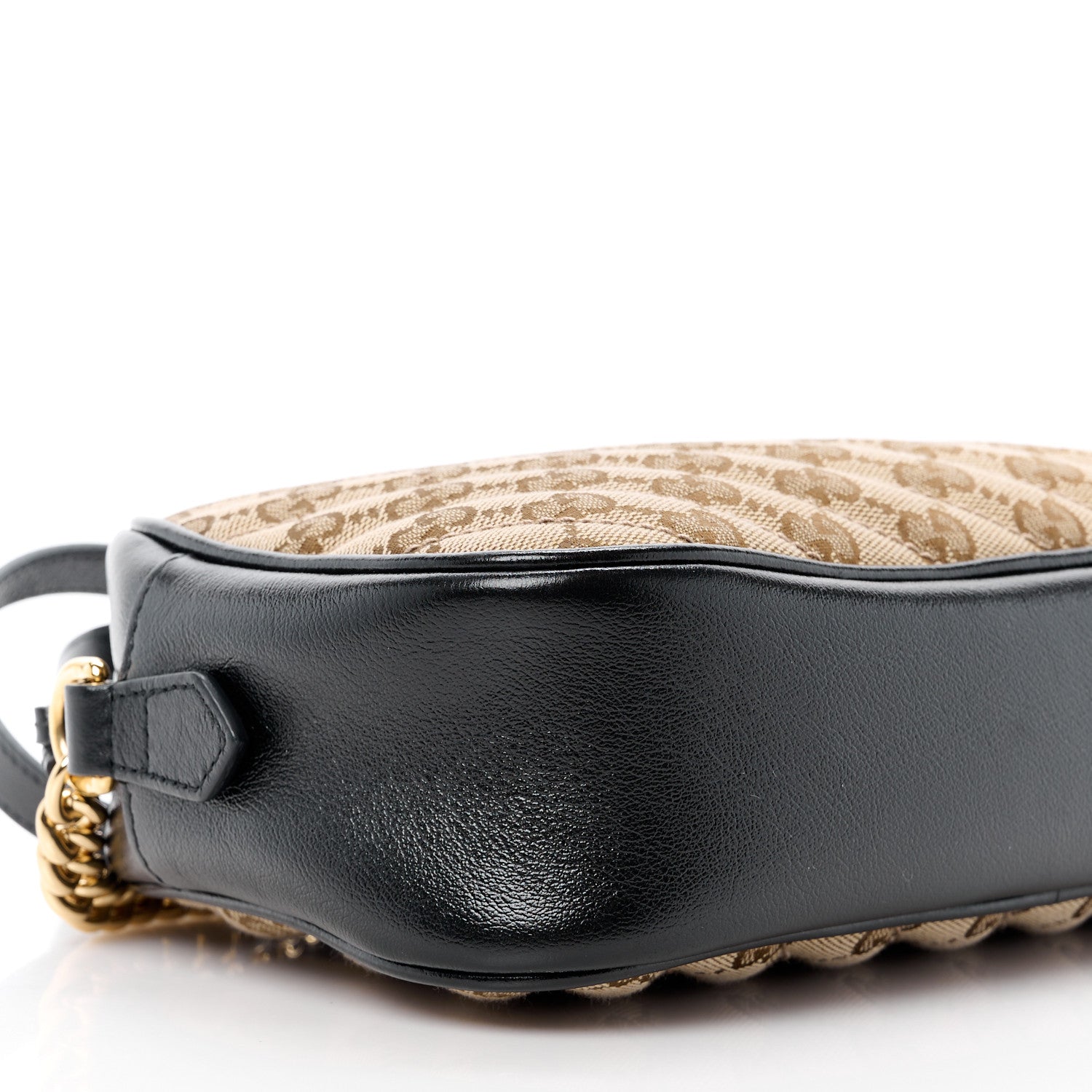 Gucci Monogram Matelasse Diagonal Small GG Marmont Chain Shoulder Bag Beige Black 11 of 12