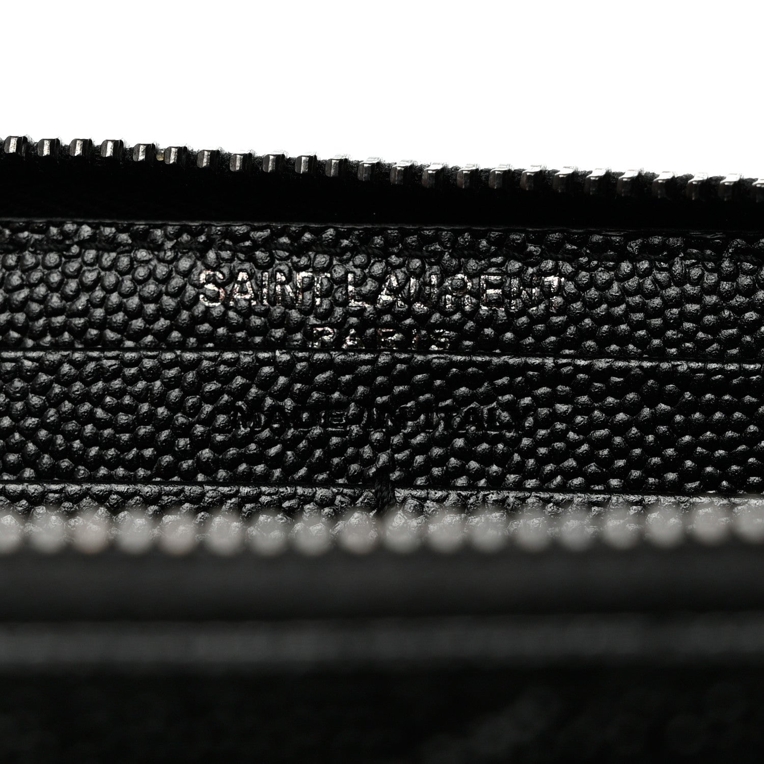 Saint Laurent Grain De Poudre Matelasse Chevron Monogram Monochrome Zip Around Wallet Black 6 of 9