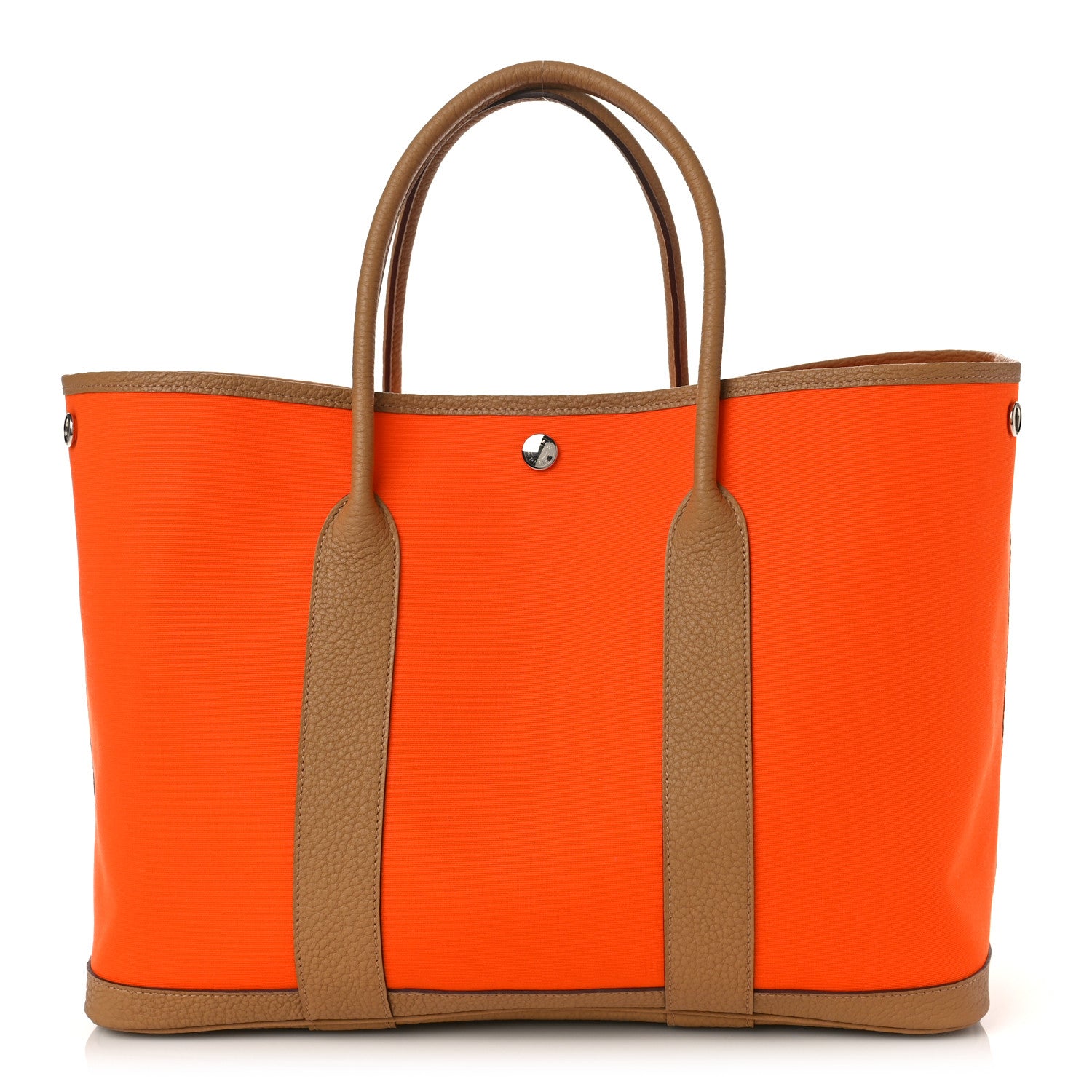 Hermes Toile Militaire Vache Country Garden Party 36 MM Orange Chai 1 of 8