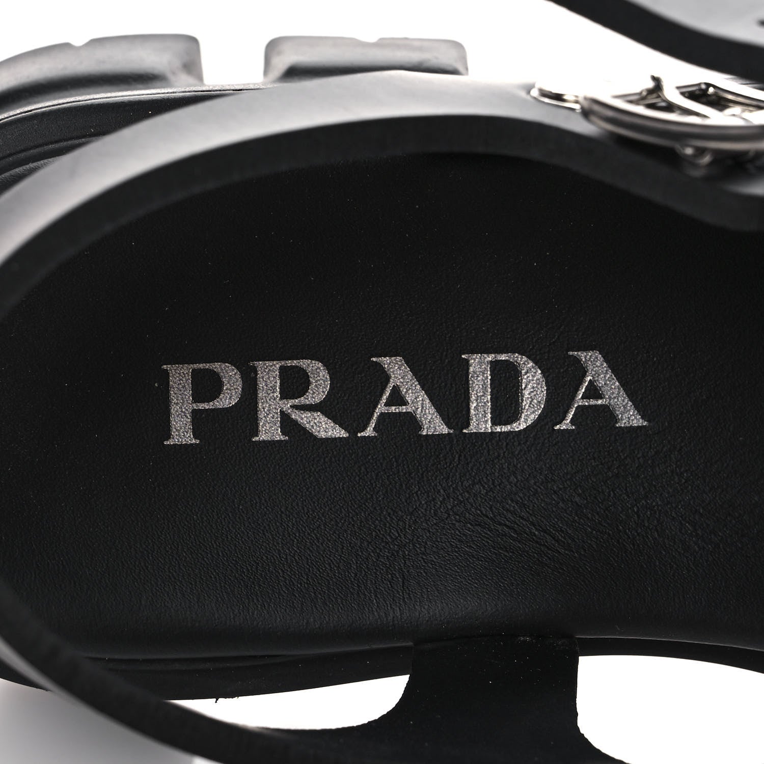 Prada Foam Rubber Triangle Logo Monolith 55mm Cage Sandals 38 Black 8 of 12