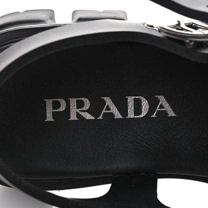 Prada Foam Rubber Triangle Logo Monolith 55mm Cage Sandals 38 Black 8 of 12