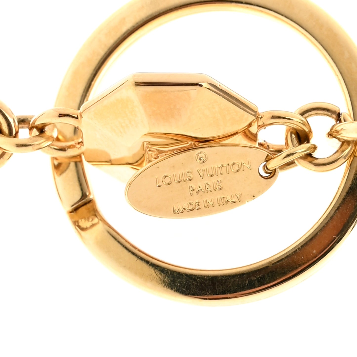 Metal LV Facettes Bag Charm Key Holder Gold