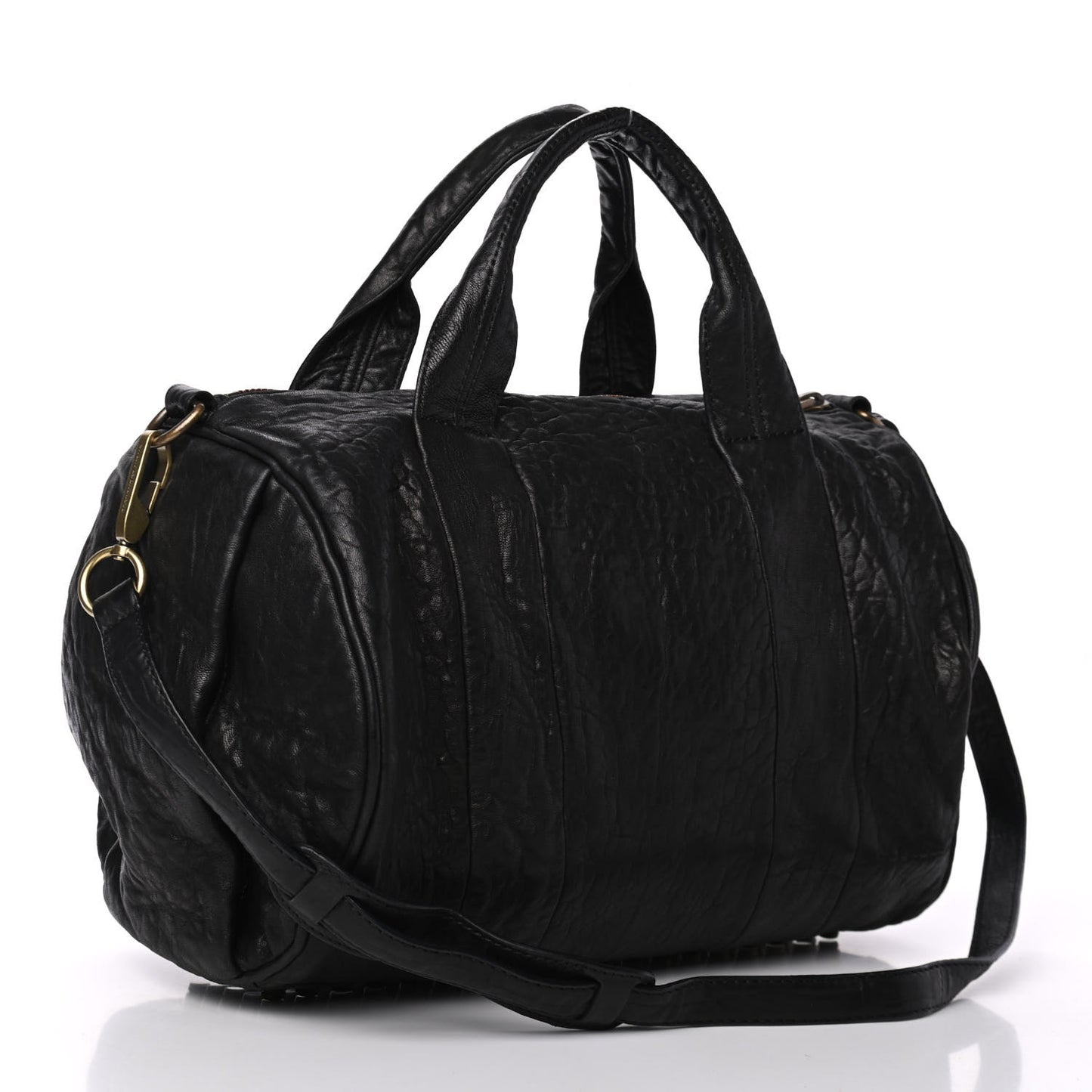 Pebbled Lambskin Rocco Black Antique Brass Hardware