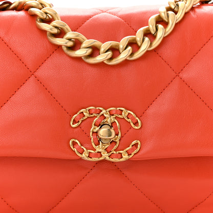Chanel Goatskin Quilted Medium Chanel 19 Flap Orange 8 of 10