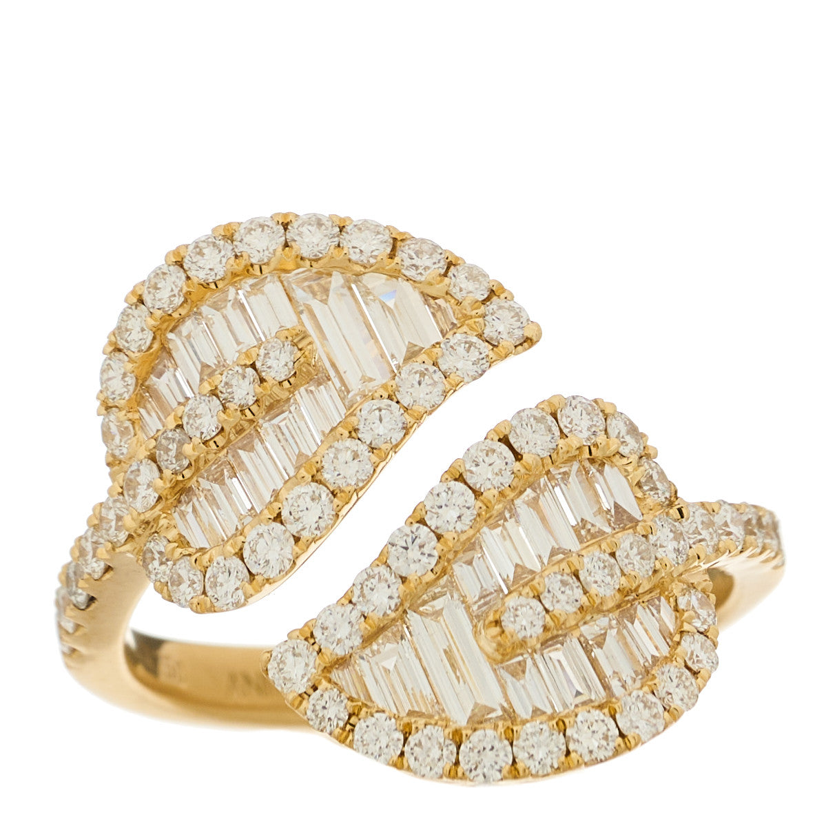 18K Yellow Gold Diamond Medium Palm Leaf Ring 53 6.25