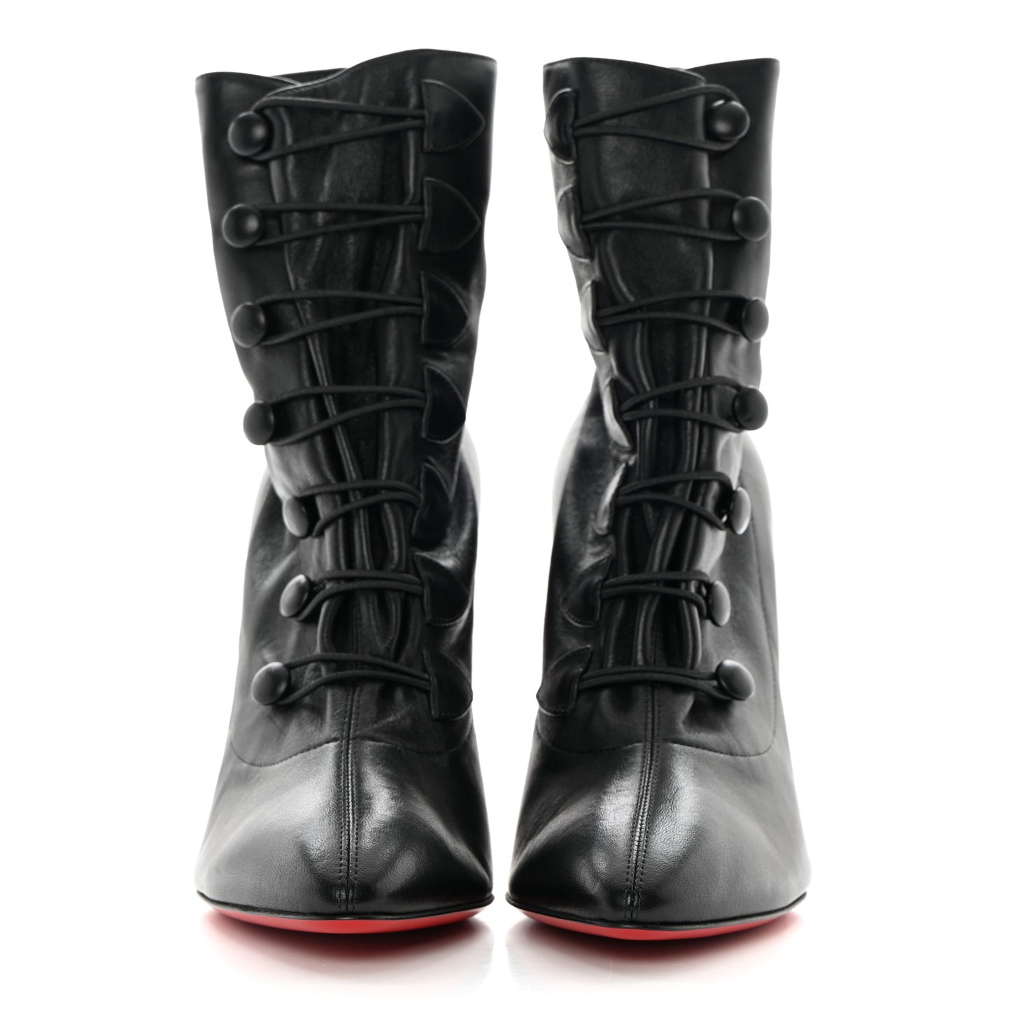 Calfskin French Tutu Button Ankle Boot 38 Black