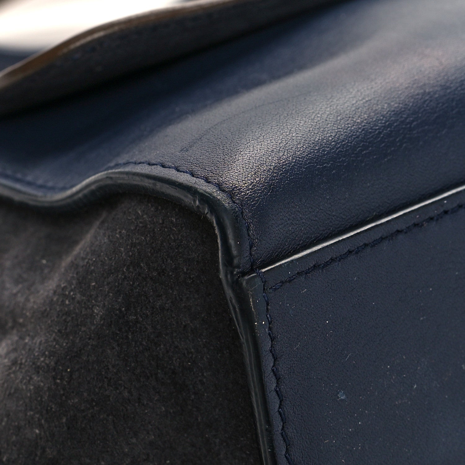 Celine Smooth Calfskin Suede Medium Tri-Color Trapeze Midnight 7 of 19