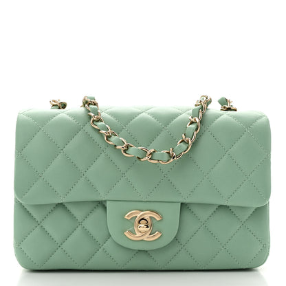 Chanel Lambskin Quilted Mini Rectangular Flap Light Green 1 of 10