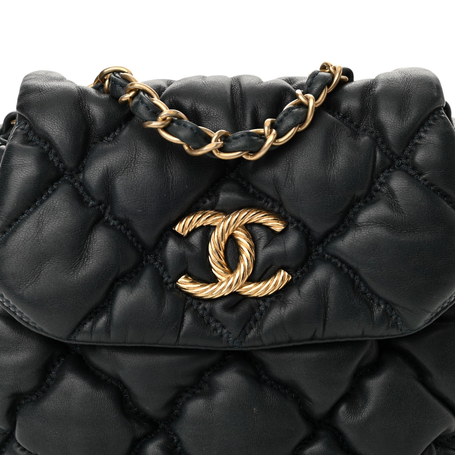 Chanel Lambskin Mini Bubble Quilt Flap Dark Blue 8 of 11