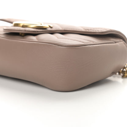 Gucci Calfskin Matelasse Super Mini GG Marmont Shoulder Bag Porcelain Rose 10 of 11