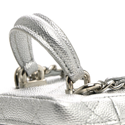 Chanel Metallic Caviar Quilted Mini Top Handle Vanity With Chain Silver 11 of 11