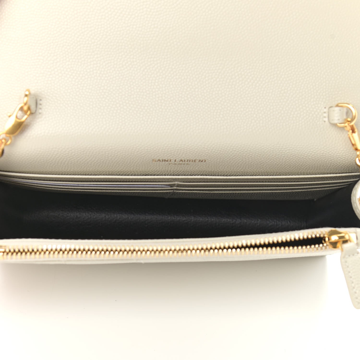 Saint Laurent Grain De Poudre Matelasse Chevron Monogram Envelope Chain Crema Soft 5 of 9