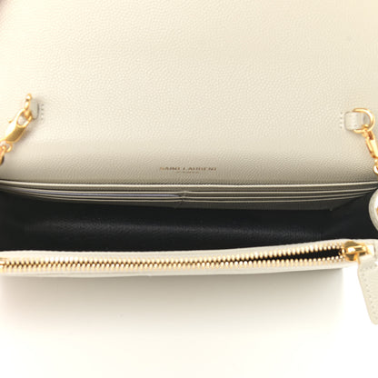 Saint Laurent Grain De Poudre Matelasse Chevron Monogram Envelope Chain Crema Soft 5 of 9