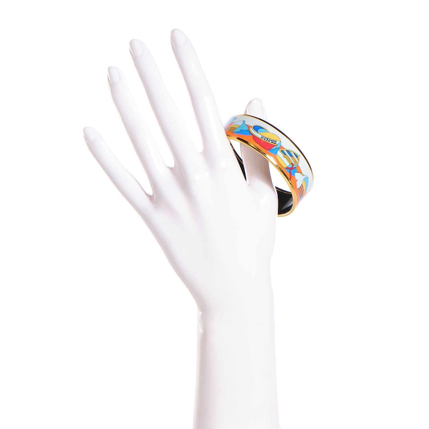 Hermes Enamel Printed Boats Wide Bracelet 62 2 of 5