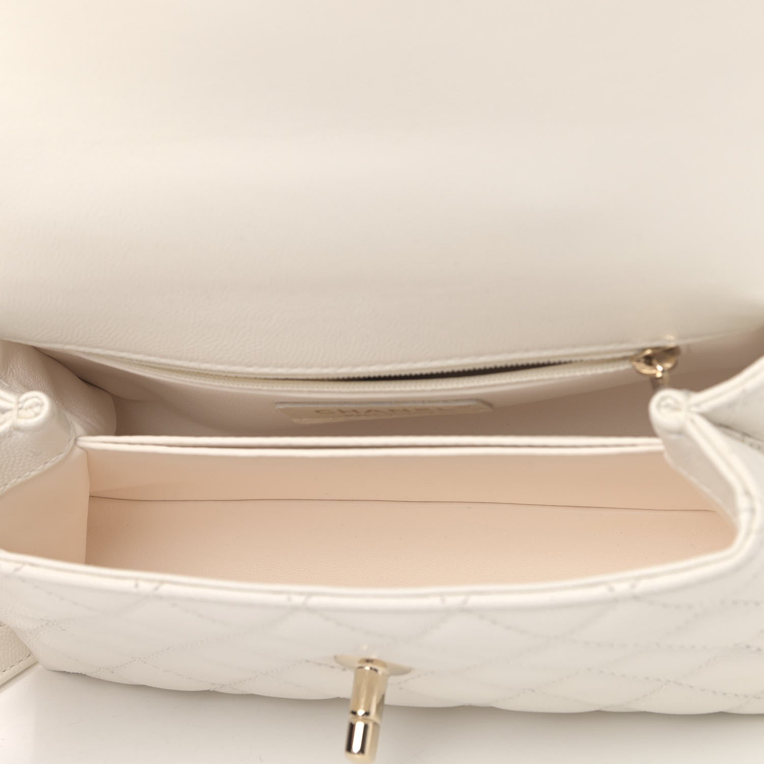 Chanel Caviar Quilted Mini Coco Handle Flap White 4 of 4