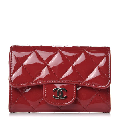 Chanel Patent Quilted Card Holder Red 1 of 8