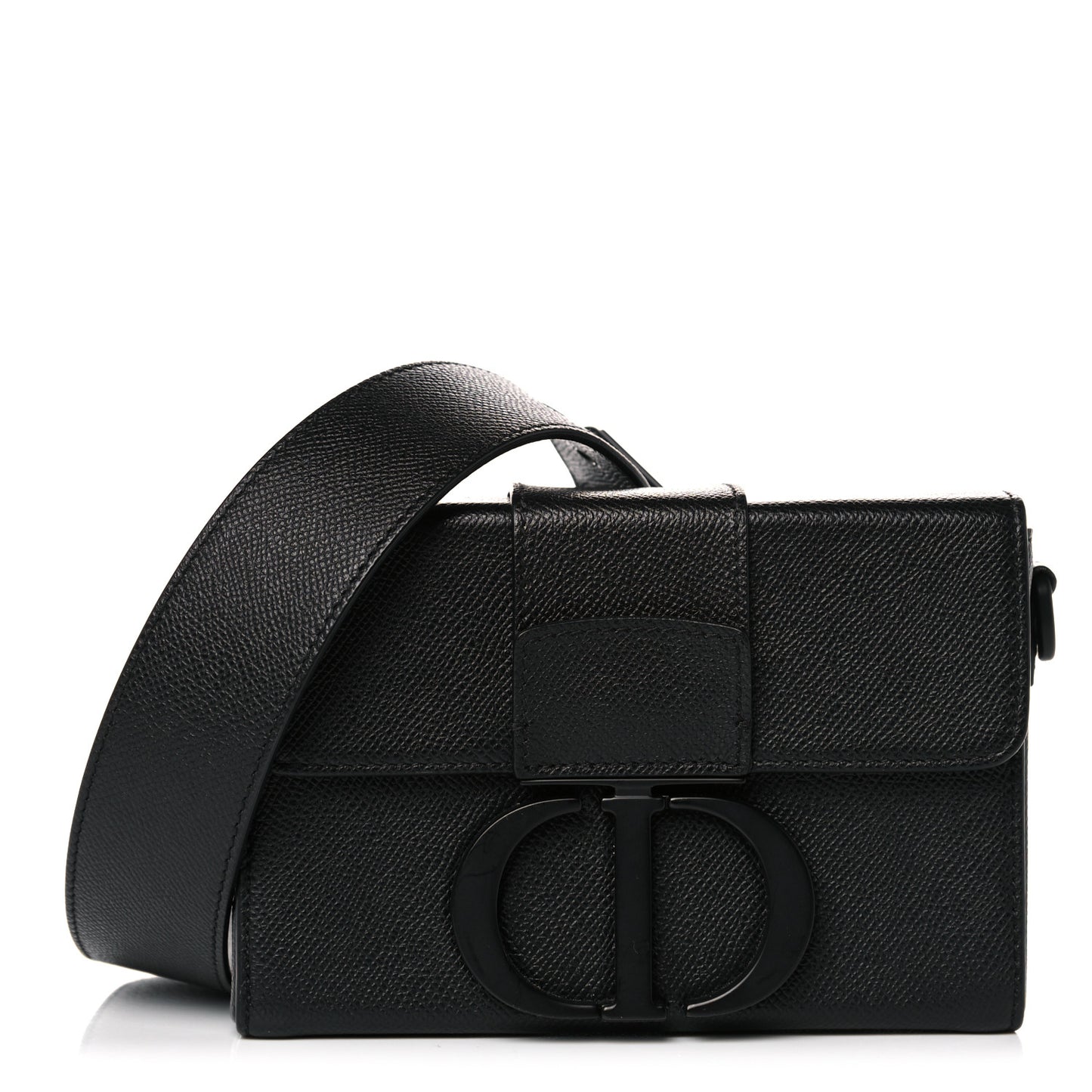 Ultra Matte Grained Calfskin 30 Montaigne Box Bag Black