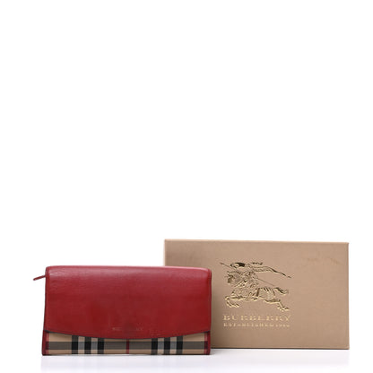 Burberry Calfskin House Check Continental Wallet Red 11 of 11